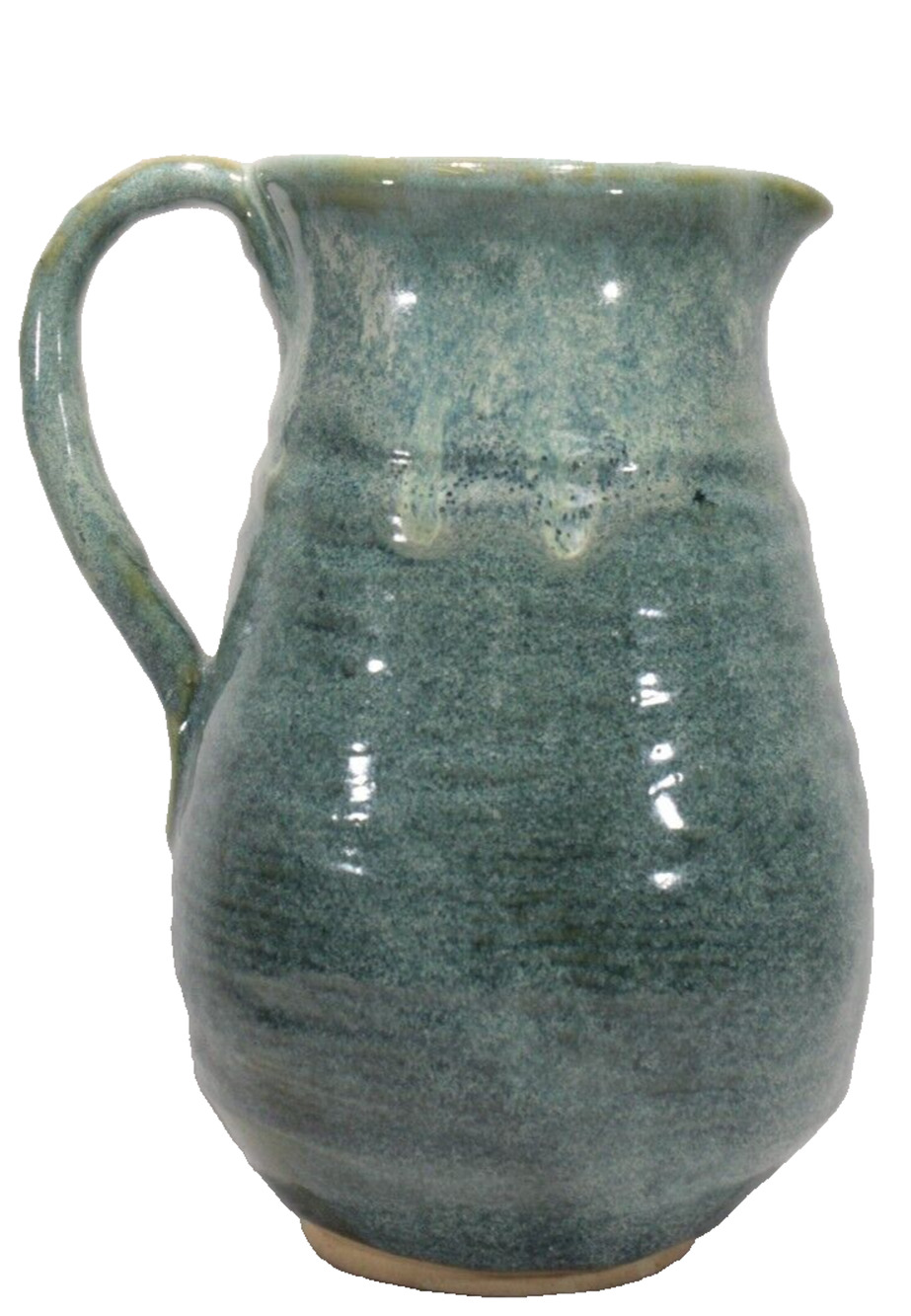 Studio Art Pottery Hand thrown Glazed Clay Pitcher Signed K. Lowery Cabincore